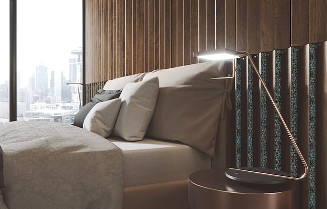 FBinnotech - leaflat - carbon tiles - mother of perl - luxury interior - interior design - carbonfiber tiles - piastrelle carbonio