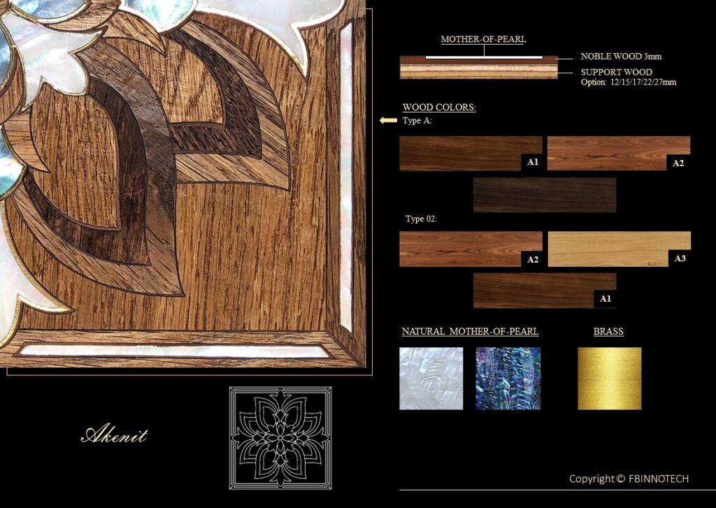 Akenit PARQUET FBINNOTECH intarsiato in madreperla