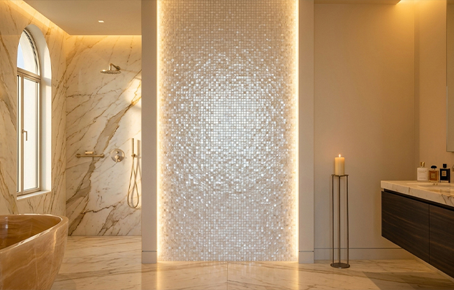 bespoke mother of pearl mosaic FBINNOTECH panel decor